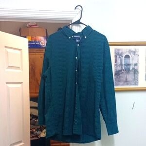 Green Plaid Button-Up Shirt